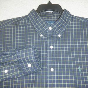 Ralph lauren Blake Shirt Mens XL Navy Check Long Sleeve Button Down 2-Ply Cotton